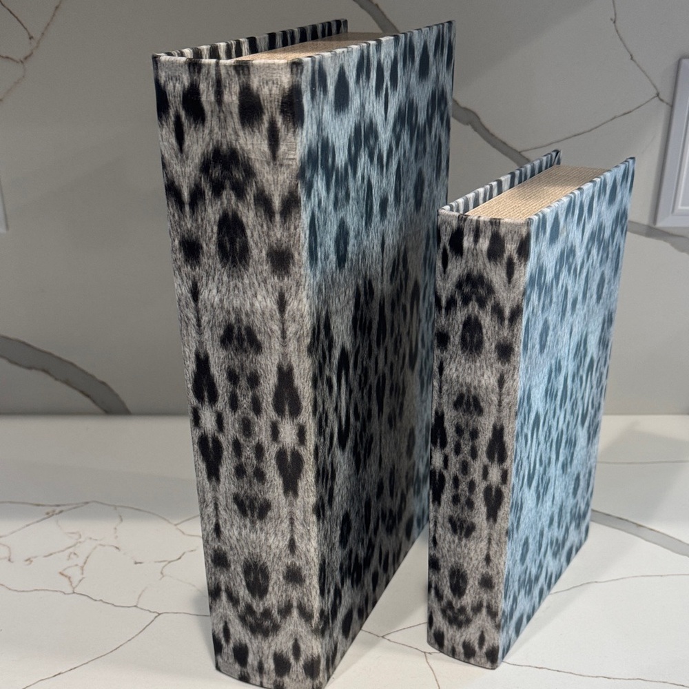 Leopard Print Decorative Book storage box Set - Black and Gray